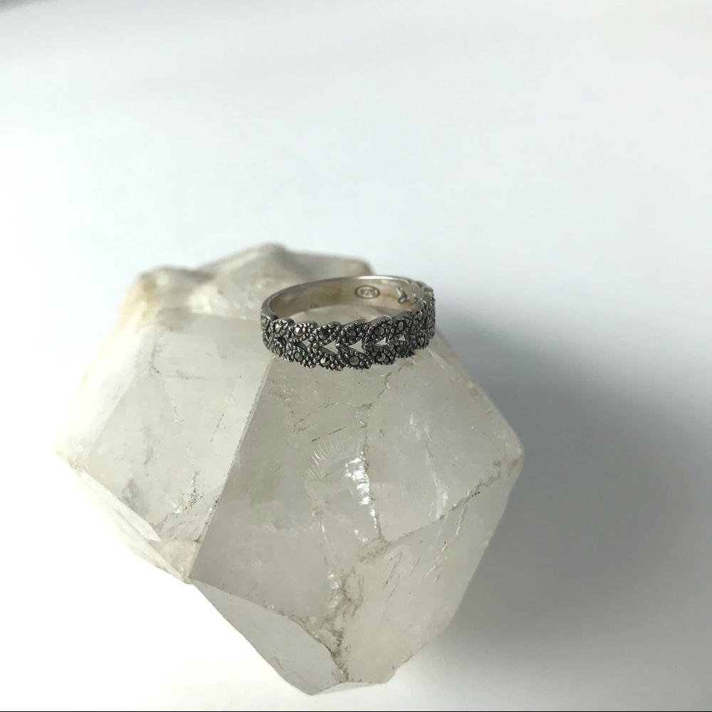 Vintage Sterling Silver Art Nouveau Marcasite Ring
